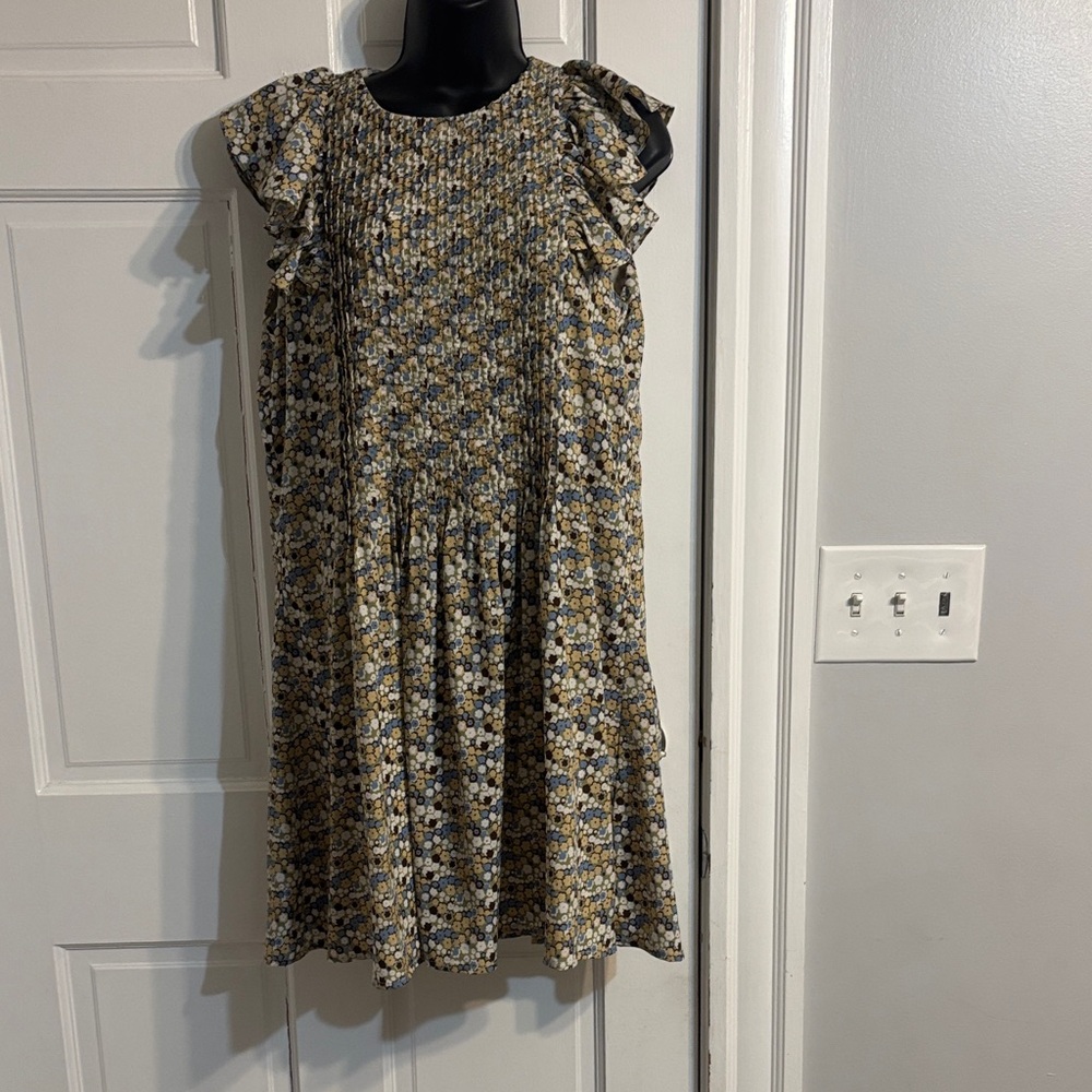 Floral Midi Dress with Ruffle Sleeves